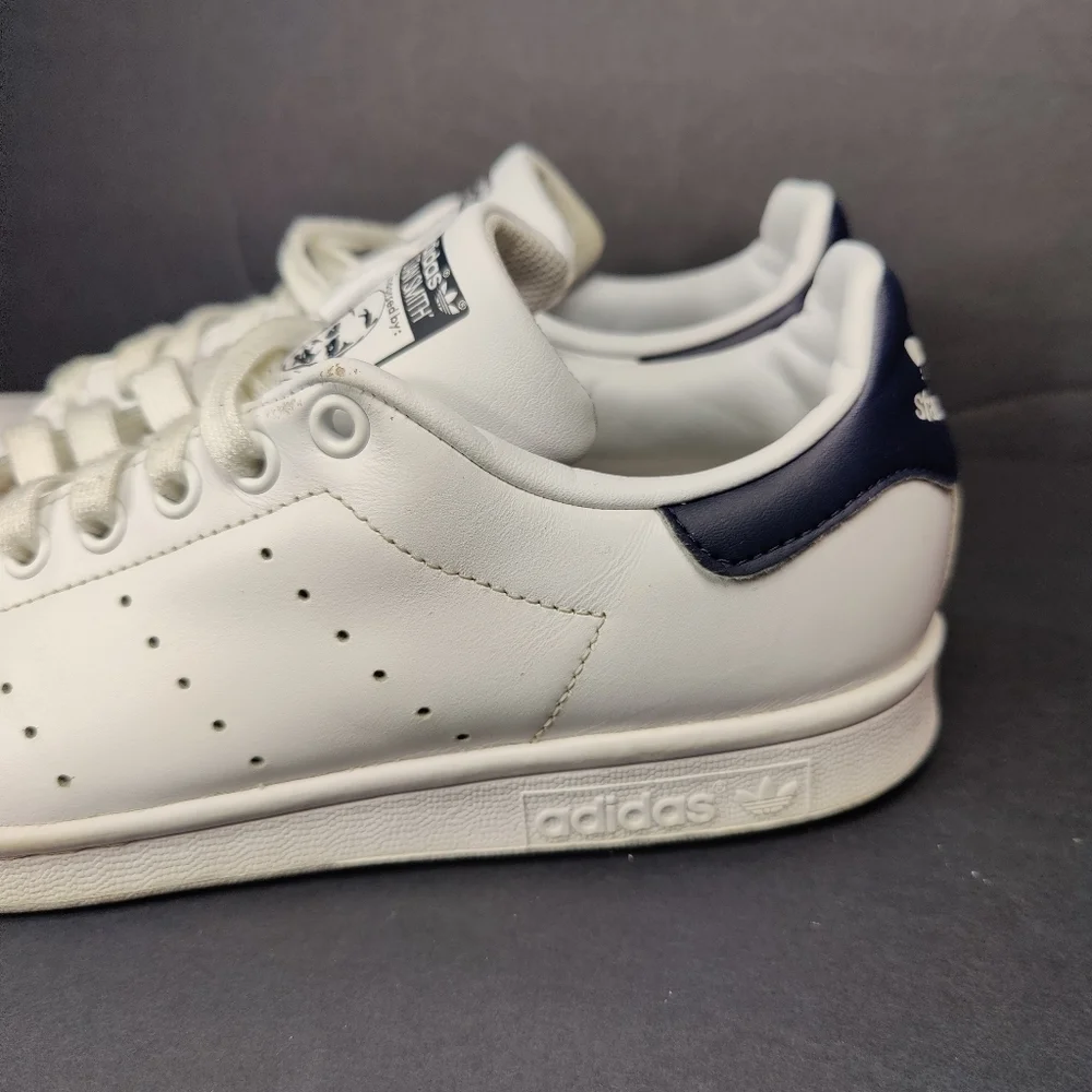 Adidas Men Stan Smith Round Toe Casual White Leather Sneaker Classic Shoe Sz 7.5